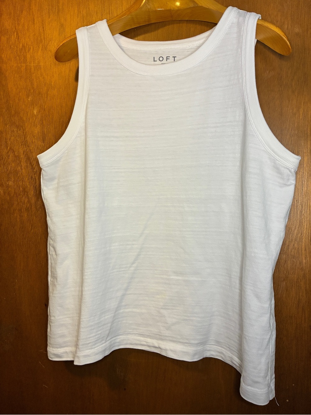 LOFT White 100% cotton Crewneck Tank Top